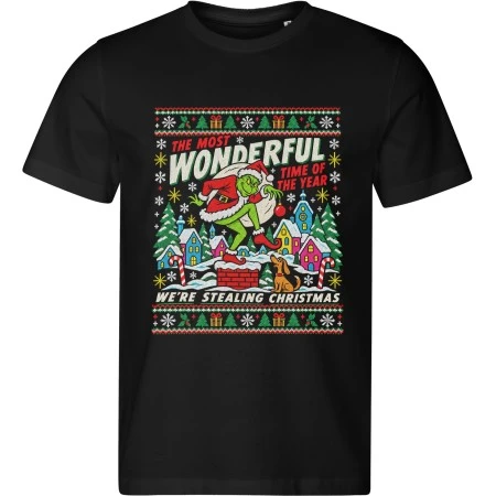 Pánské černé tričko s vánočním motivem Grinch – We’re Stealing Christmas