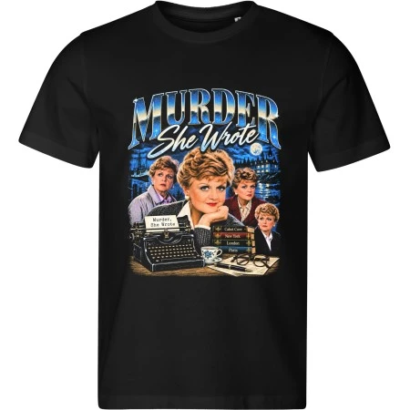 Pánské černé tričko s vánočním motivem To je vražda, napsala – Jessica Fletcher retro koláž
