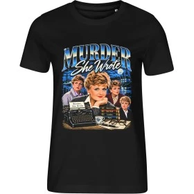 Dámské černé tričko s vánočním motivem To je vražda, napsala – Jessica Fletcher retro koláž