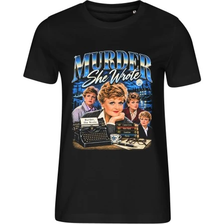 Dámské černé tričko s vánočním motivem To je vražda, napsala – Jessica Fletcher retro koláž