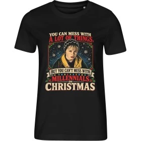 Dámské černé tričko s vánočním motivem Sám doma – Millennials on Christmas