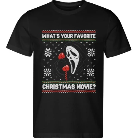 Pánské černé tričko s vánočním motivem Vřískot – What’s Your Favorite Christmas Movie?