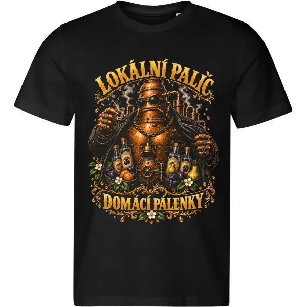 Černé pánské tričko Lokální palič s opraveným potiskem domácí pálenky