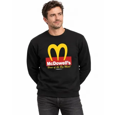Mikina bez kapuce McDowell’s – černá – Cesta do Ameriky – černá, přední pohled