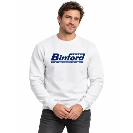 Mikina bez kapuce Binford Tools – Kutil Tim – bílá, přední pohled
