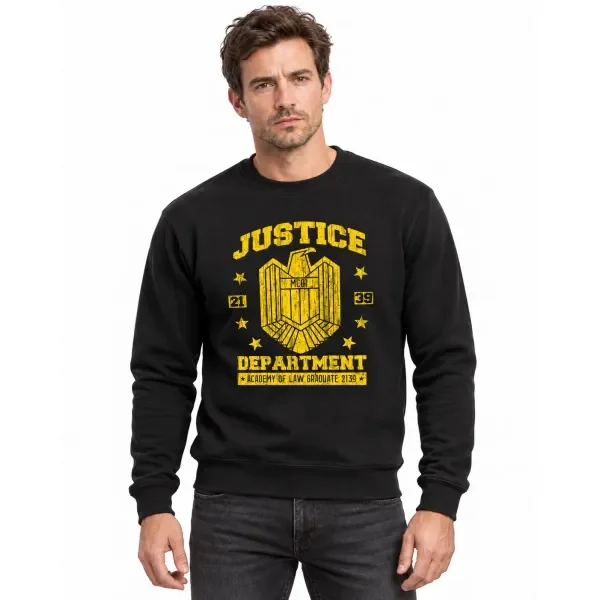 Mikina bez kapuce Justice Department – Soudce Dredd – černá, přední pohled