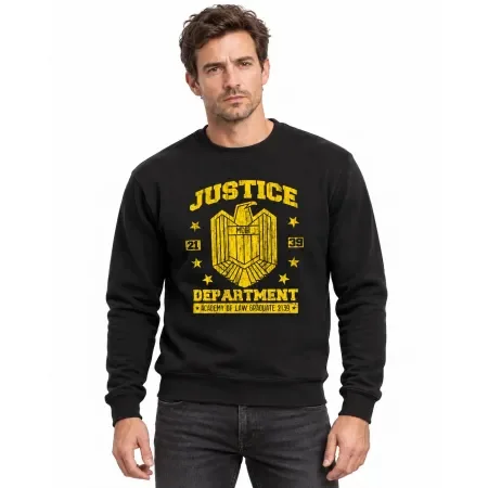 Mikina bez kapuce Justice Department – Soudce Dredd – černá, přední pohled