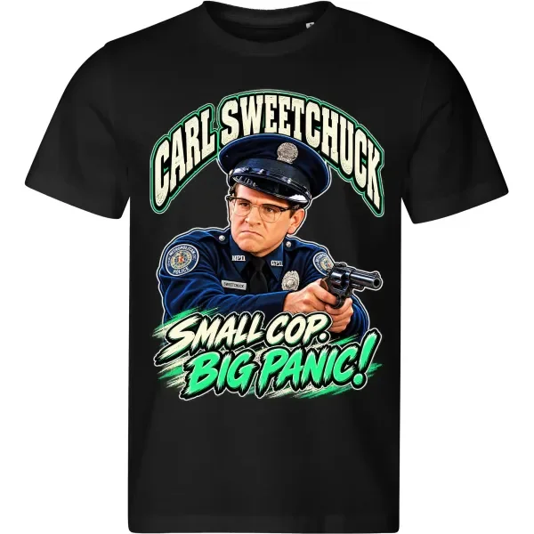 Pánské tričko Policejní akademie – Carl Sweetchuck – Small Cop, Big Panic!