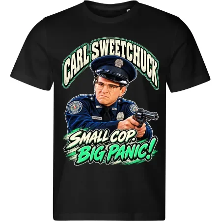 Pánské tričko Policejní akademie – Carl Sweetchuck – Small Cop, Big Panic!