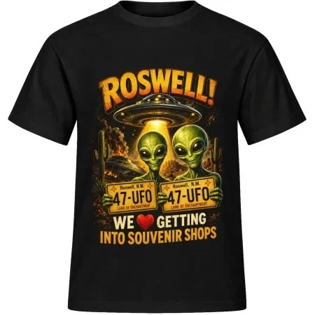 Unisex tričko JustATees – Roswell – mimozemské suvenýry – samostatné tričko