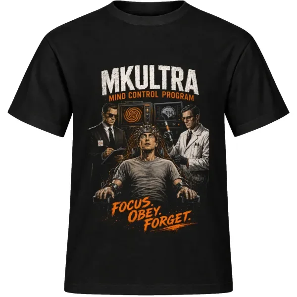 Unisex tričko JustATees – MKULTRA – Focus Obey Forget – samostatné tričko
