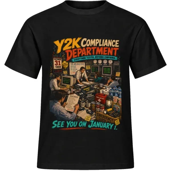 Unisex tričko JustATees – Y2K Compliance Department – samostatné tričko