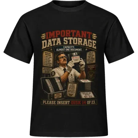Unisex tričko JustATees – Important Data Storage – disketa 14 – samostatné tričko
