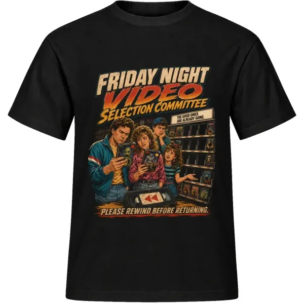 Unisex tričko JustATees – Friday Night – videopůjčovna – samostatné tričko