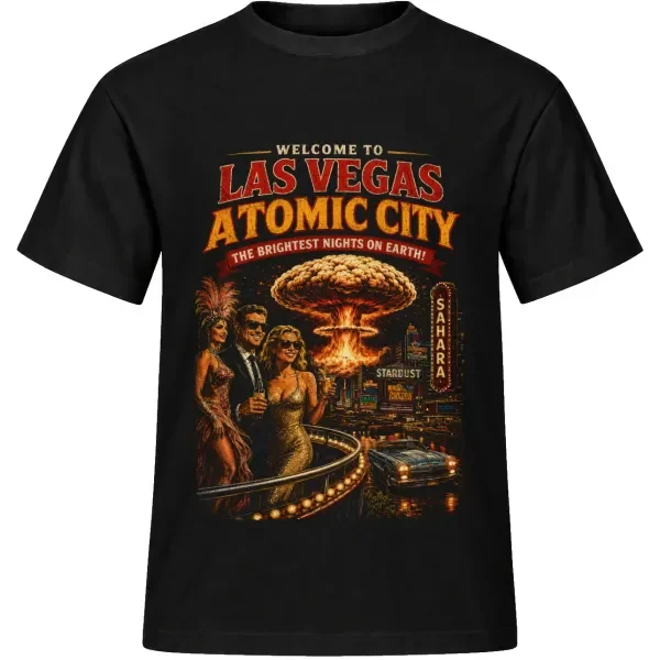 Unisex tričko JustATees – Las Vegas Atomic City – noční edice – samostatné tričko