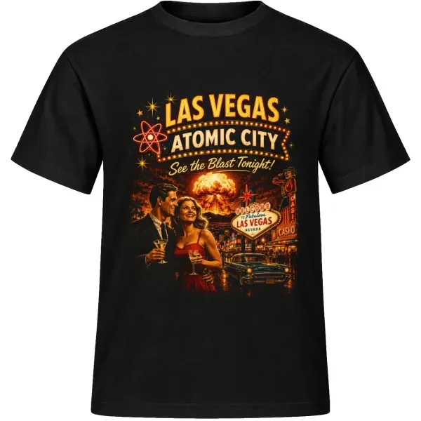 Unisex tričko JustATees – Las Vegas Atomic City – cocktail edition – samostatné tričko