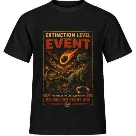 Unisex tričko JustATees – Dinosaur Exit – Extinction Level Event – samostatné tričko