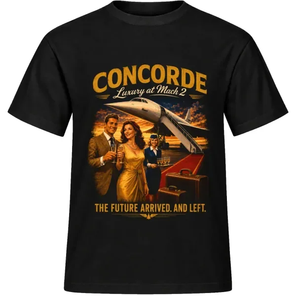 Unisex tričko JustATees – Concorde – Luxury at Mach 2 – samostatné tričko