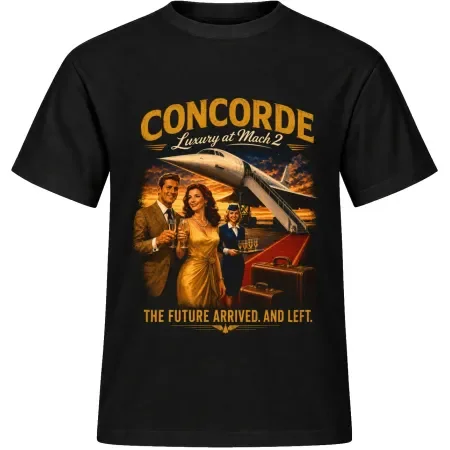 Unisex tričko JustATees – Concorde – Luxury at Mach 2 – samostatné tričko