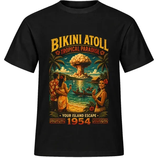 Unisex tričko JustATees – Bikini Atoll – atomic paradise – samostatné tričko