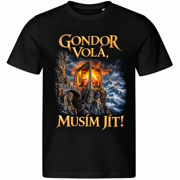 Pánské tričko Pán prstenů – Gondor volá, musím jít! – černé tričko