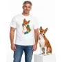 Pánské tričko Basenji – bílé na muži se psem