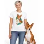Dámské tričko Basenji – bílé na ženě se psem