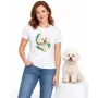 Dámské tričko Bichon frisé – bílé na ženě se psem