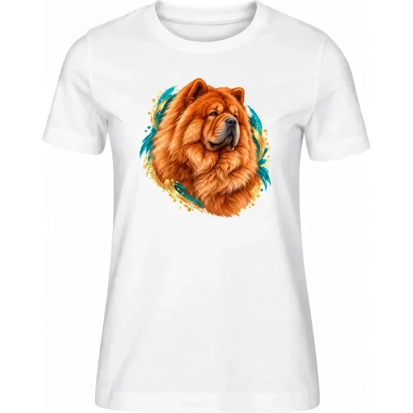 Dámské tričko Čau Čau – bílé – samostatné tričko s barevným portrétem
