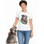 Dámské tričko Český teriér – bílé na ženě se psem
