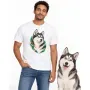 Pánské tričko Husky – bílé na muži se psem