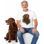 Pánské tričko Labradorský retrívr – bílé na muži se psem