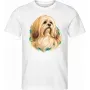 Pánské tričko Lhasa apso – bílé – samostatné tričko s barevným portrétem