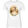 Dámské tričko Lhasa apso – bílé – samostatné tričko s barevným portrétem