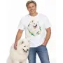 Pánské tričko Samojed – bílé na muži se psem