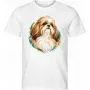 Pánské tričko Shih-tzu – bílé – samostatné tričko s barevným portrétem