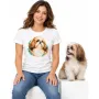 Dámské tričko Shih-tzu – bílé na ženě se psem