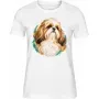 Dámské tričko Shih-tzu – bílé – samostatné tričko s barevným portrétem