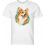 Pánské tričko Welsh corgi pembroke – bílé – samostatné tričko s barevným portrétem