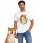 Pánské tričko Shiba inu – bílé na muži se psem