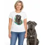 Dámské tričko Cane corso – bílé na ženě se psem