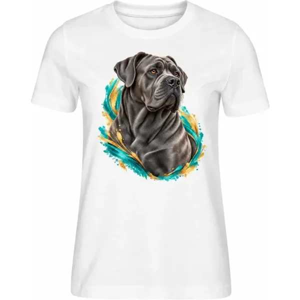 Dámské tričko Cane corso – bílé – samostatné tričko s barevným portrétem