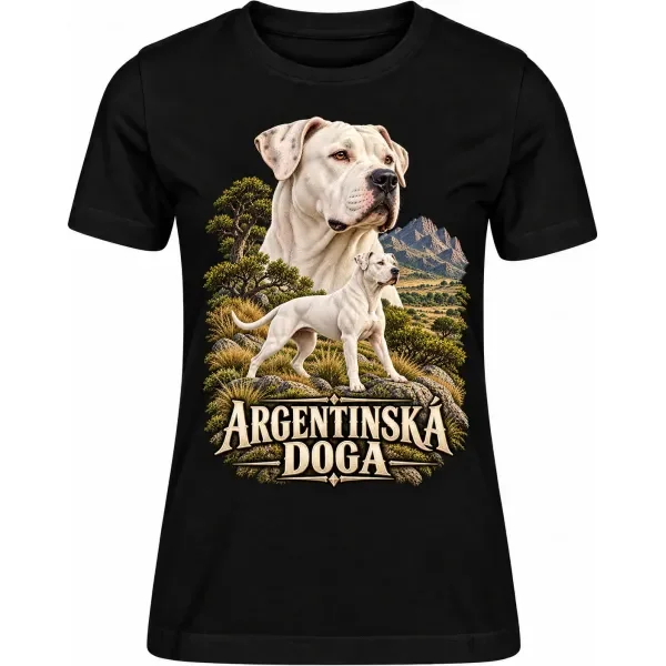 Dámské tričko Argentinská doga – ve svém živlu – detail trička