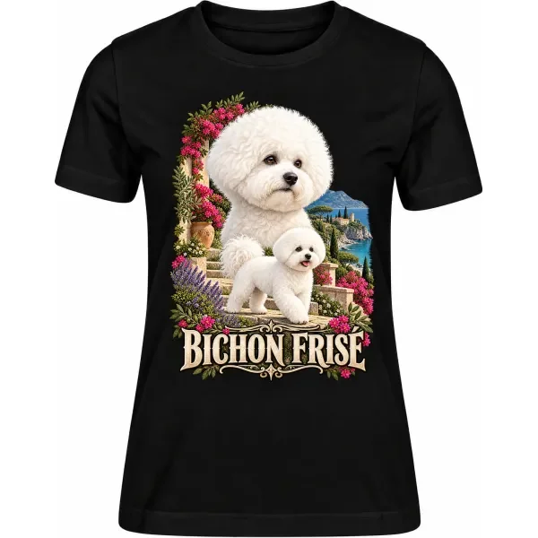 Dámské tričko Bichon frisé – ve svém živlu – detail trička