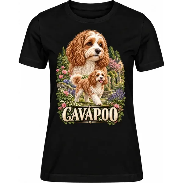 Dámské tričko Cavapoo – ve svém živlu – detail trička