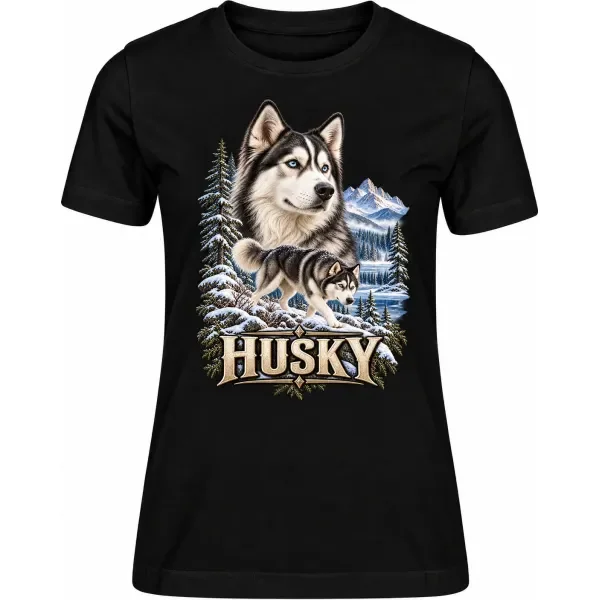 Dámské tričko Husky – ve svém živlu – detail trička