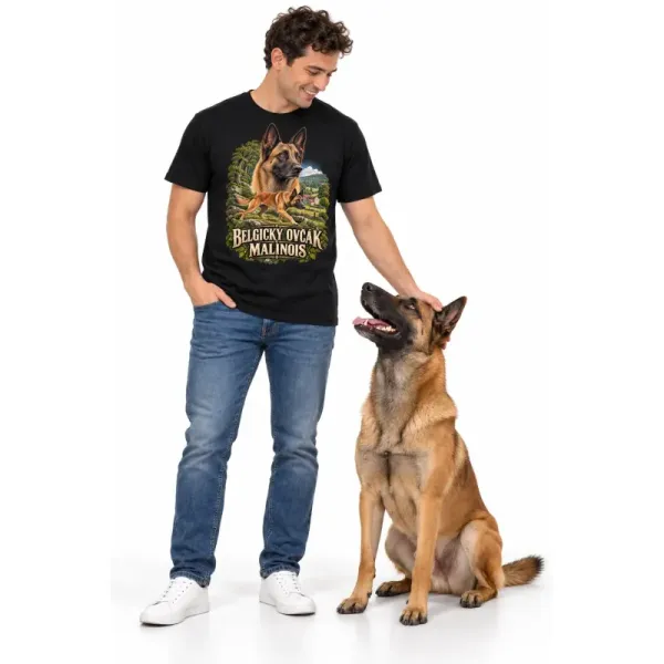 Pánské tričko Malinois (Belgický ovčák) – ve svém živlu – člověk se psem
