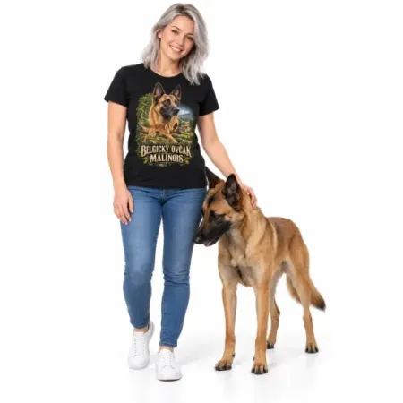 Dámské tričko Malinois (Belgický ovčák) – ve svém živlu – člověk se psem