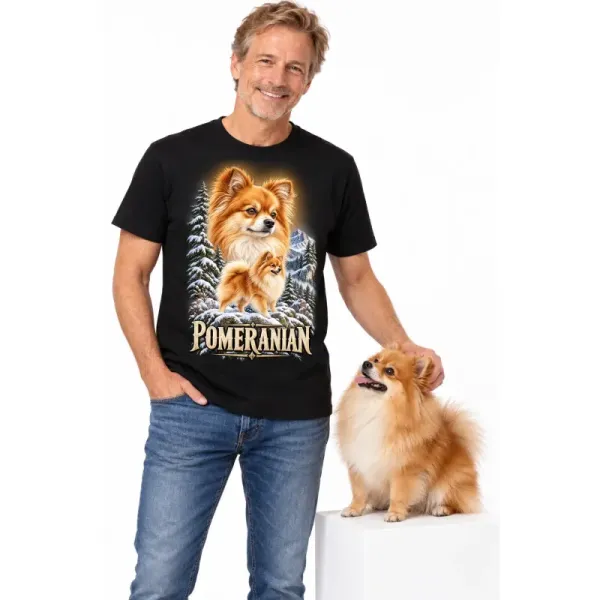 Pánské tričko Pomeranian – ve svém živlu – člověk se psem