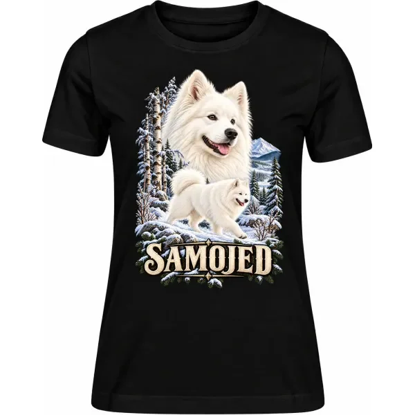 Dámské tričko Samojed – ve svém živlu – detail trička